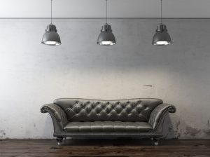dark grey living room sofa with vintage style