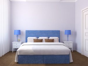 modern style blue upholstered headboard king size bed