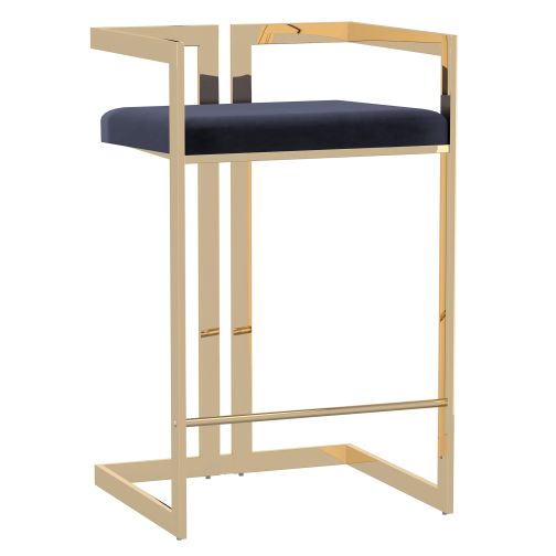 Cosmo 26″ Black Counter Stool With Gold Legs