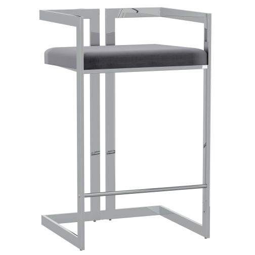 Cosmo 26″ Grey Counter Stool With Silver Legs